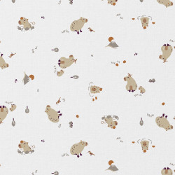 Printed Cotton CAPYBARA White / Linen